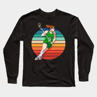 Female Lacrosse Player Lax Girl Women's Sports Gift Long Sleeve T-Shirt